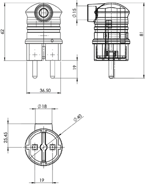 вилка каучуковая угловая EKF RPS-017-16-230-44-r PROxima - внешний вид
