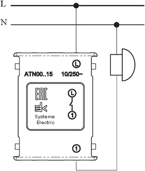 выключатель 1-клавишный Systeme Electric AtlasDesign, с самовозвратом - схема подключения