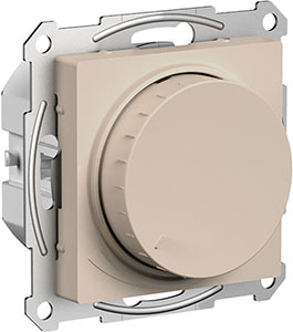 светорегулятор поворотно-нажимной Systeme Electric AtlasDesign (400 Вт), песочный - внешний вид