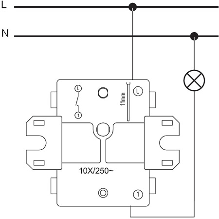 выключатель 1-клавишный Systeme Electric AtlasDesign Profi54 - схема подключения