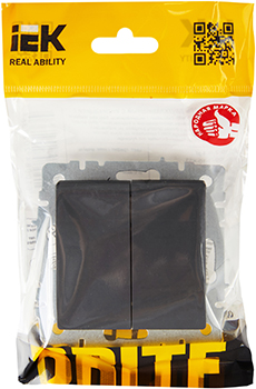 выключатель 2-клавишный IEK ВС10-2-0-БрГ Brite - упаковка