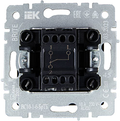 выключатель 1-клавишный проходной IEK ВС10-1-6-БрТБ Brite - вид с тыльной стороны