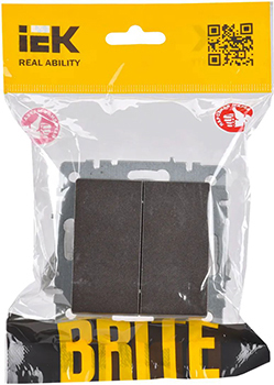 выключатель 2-клавишный IEK ВС10-2-0-БрТБ Brite - упаковка