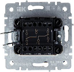выключатель 2-клавишный проходной IEK ВС10-2-6-БрТБ Brite - вид с тыльной стороны