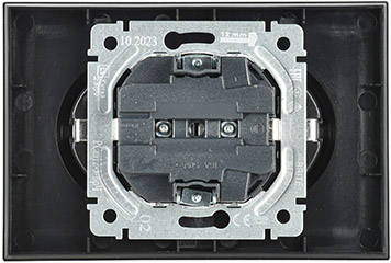 розетка 2-местная IEK РСш12-3-БрЧ Brite - вид с тыльной стороны