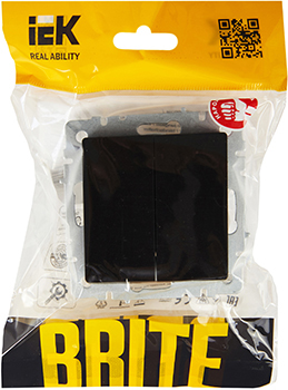 выключатель 2-клавишный проходной IEK ВС10-2-6-БрЧ Brite - упаковка