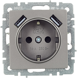 розетка 1-местная IEK РЮш10-2-БрС Brite - внешний вид