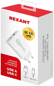 адаптер сетевой USB тип A + USB тип C Rexant 18-2216 - упаковка