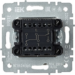 выключатель 2-клавишный проходной IEK ВС10-2-6-БрБ Brite - вид с тыльной стороны