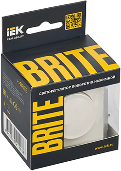 светорегулятор поворотно-нажимной IEK СС10-1-0-БрЖ Brite - упаковка
