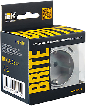 розетка 1-местная IEK РЮш11-1-БрА Brite - упаковка