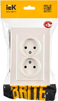розетка 2-местная IEK РС12-2-БрЖ Brite - упаковка
