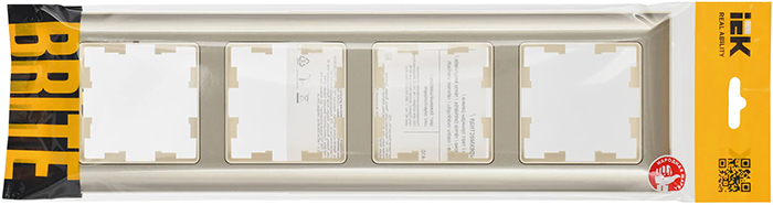 рамка 4-постовая IEK РУ-4-Бр Brite бежевый / шампань - упаковка