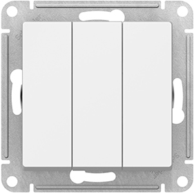 выключатель 3-клавишный Systeme Electric AtlasDesign, лотос - внешний вид