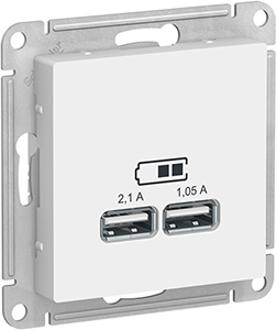 розетка 2 х USB 2.0 Systeme Electric AtlasDesign (5В/2,1А, 2х5В/1,05А), лотос - внешний вид