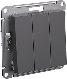 выключатель 3-клавишный Systeme Electric AtlasDesign, базальт - внешний вид