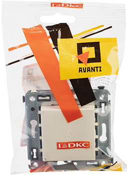 розетка 1-местная DKC Avanti, з/к + шторки + крышка, цвет ванильная дымка- упаковка
