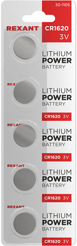батарейки литиевые CR1620 Rexant 30-1105 - упаковка