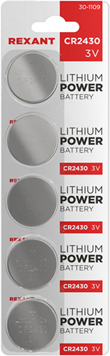 батарейки литиевые CR2430 Rexant 30-1109 - упаковка