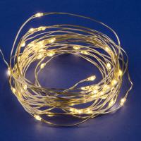 купить Гирлянда нить 5м теплый белый 50свд IP20 серебро провод роса на батарейках в Кирове Гирлянда нить 5м теплый белый 50свд IP20 серебро провод роса на батарейках