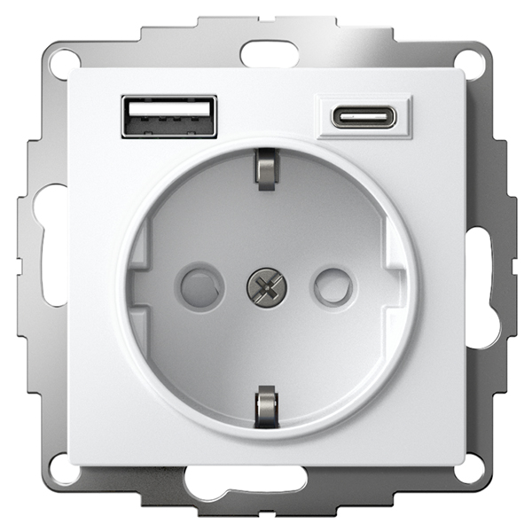 AtlasDesign белый розетка скрытая 1-мест заземление шторки USB IP20 