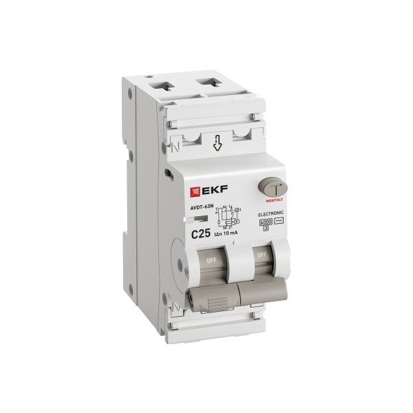 купить Дифавтомат 2Р 25А C тип AC 10мА 6кА 2мод АВДТ-63N EKF PROxima в Кирове Дифавтомат 2Р 25А C тип AC 10мА 6кА 2мод АВДТ-63N EKF PROxima