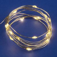купить Гирлянда нить 2м теплый белый 20свд IP20 серебро провод роса на батарейках в Кирове Гирлянда нить 2м теплый белый 20свд IP20 серебро провод роса на батарейках