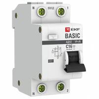 Дифавтомат 2Р 16А C 30мА 4,5кА АД12 2мод EKF Basic