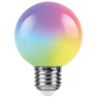 купить Лампа декор свд Е27 3Вт RGB G60 матовая Feron  плавная смена цвета в Кирове Лампа декор свд Е27 3Вт RGB G60 матовая Feron  плавная смена цвета