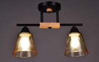 Светильник потолочный (люстра) 2*40Вт E27 черный/дерево