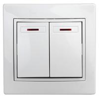 купить Плано белый выключатель 2кл с подсветкой скрытая 10А IP20  в Кирове Плано белый выключатель 2кл с подсветкой скрытая 10А IP20