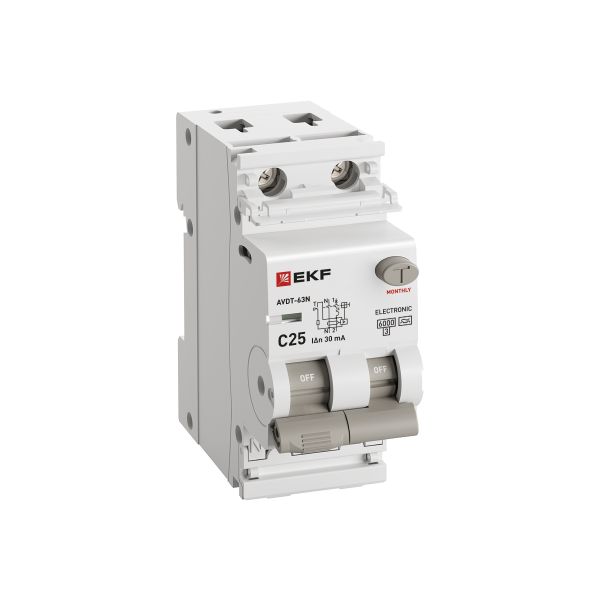 купить Дифавтомат 2Р 25А C тип A 30мА 6кА 2мод АВДТ-63N EKF PROxima в Кирове Дифавтомат 2Р 25А C тип A 30мА 6кА 2мод АВДТ-63N EKF PROxima