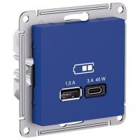 купить Атлас аквамарин розетка USB A+C скрытая 2-ая заряд 45Вт в Кирове Атлас аквамарин розетка USB A+C скрытая 2-ая заряд 45Вт