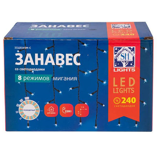 купить Гирлянда занавес 2*1м мульти 138свд с контроллером IP20 прозрачный провод 8 режимов в Кирове Гирлянда занавес 2*1м мульти 138свд с контроллером IP20 прозрачный провод 8 режимов