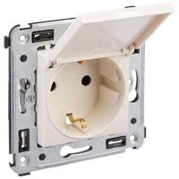 Аванти ванильная дымка розетка скрытая 1-мест заземление с крышкой шторки IP20 