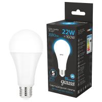 купить Лампа светодиодная 220В Е27 22Вт 6500К 2000лм стандарт A70 матовая Gauss Black в Кирове Лампа светодиодная 220В Е27 22Вт 6500К 2000лм стандарт A70 матовая Gauss Black