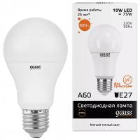 купить Лампа светодиодная 220В Е27 10Вт 3000К 880лм стандарт A60 матовая Gauss  в Кирове Лампа светодиодная 220В Е27 10Вт 3000К 880лм стандарт A60 матовая Gauss