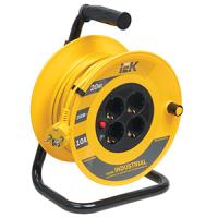купить Удлинитель 4-мест 20м ПВС 3*1 желтый катушка IP20 IEK  в Кирове Удлинитель 4-мест 20м ПВС 3*1 желтый катушка IP20 IEK