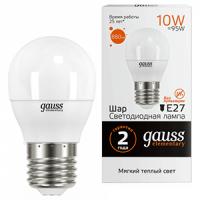Лампа свд 220В E27 10Вт 3000К 890лм шар G45 матовая Gauss