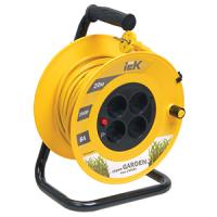 купить Удлинитель 4-мест 20м ПВС 2*0,75 желтый катушка IP20 IEK  в Кирове Удлинитель 4-мест 20м ПВС 2*0,75 желтый катушка IP20 IEK