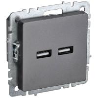 BRITE Роз. USB A+A 3,1А РЮ10-1-БрС сталь IEK