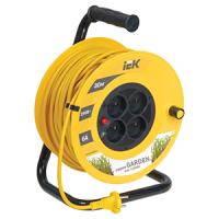 купить Удлинитель 4-мест 30м ПВС 2*0,75 желтый катушка IP20 IEK  в Кирове Удлинитель 4-мест 30м ПВС 2*0,75 желтый катушка IP20 IEK