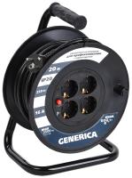 Удлинитель 4-мест 20м ПВС 3*1,5 черный катушка IP20 GENERICA (IEK) аналог9492611