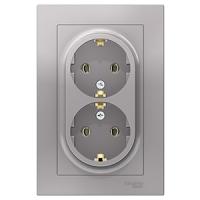 купить Атлас алюминий розетка скрытая 2-мест заземление IP20  в Кирове Атлас алюминий розетка скрытая 2-мест заземление IP20