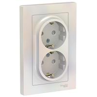 купить Атлас жемчуг розетка скрытая 2-мест заземление шторки IP20  в Кирове Атлас жемчуг розетка скрытая 2-мест заземление шторки IP20