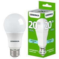 купить Лампа светодиодная 220В Е27 20Вт 6500К 2000лм стандарт A60 матовая GENERICA (IEK)  в Кирове Лампа светодиодная 220В Е27 20Вт 6500К 2000лм стандарт A60 матовая GENERICA (IEK)