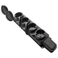 купить Колодка 4-мест 16А черный каучук заземление IP44 PlexUp  в Кирове Колодка 4-мест 16А черный каучук заземление IP44 PlexUp