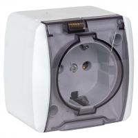 купить Владивосток белый розетка открытая 1-мест заземление с крышкой IP44  в Кирове Владивосток белый розетка открытая 1-мест заземление с крышкой IP44