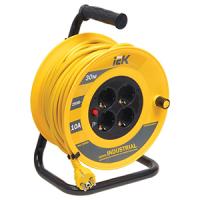купить Удлинитель 4-мест 30м ПВС 3*1 желтый катушка пластик IP20 IEK  в Кирове Удлинитель 4-мест 30м ПВС 3*1 желтый катушка пластик IP20 IEK