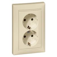 Валена слоновая кость розетка скрытая 2-мест заземление шторки IP20 